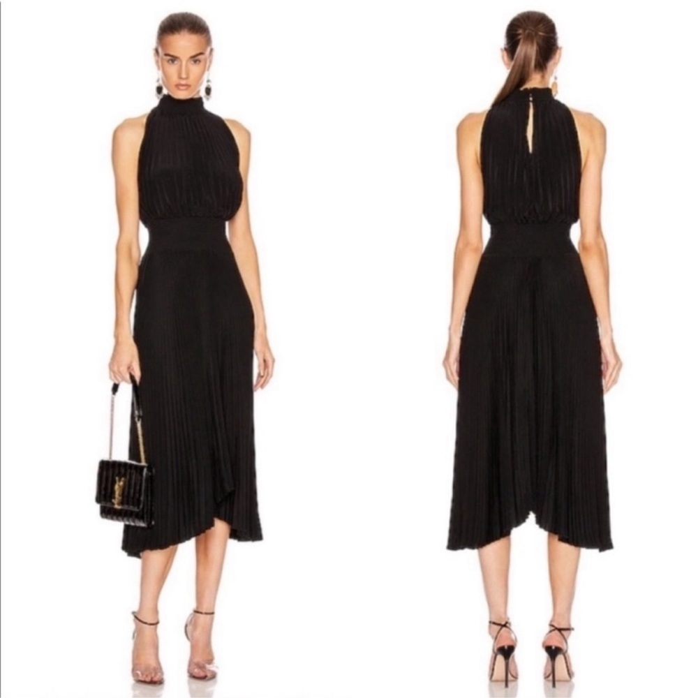 A.L.C. Renzo Midi Pleated Black Cocktail Dress in Size 0